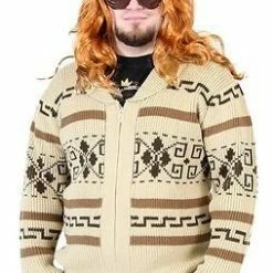 Hozoung Jeffrey The Dude Zip Up Costume Cardigan Sweater