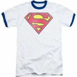 Changes Superman Retro Logo White With Blue Ringers T-shirt