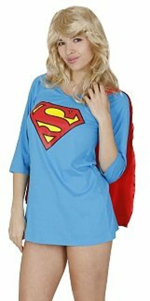 Trevco Superman Sleep Shirt Night Gown Pajama Dress With Attachable Red Cape Pajamas / Underwear 3 Trevco Superman Sleep Shirt Night Gown Pajama Dress With Attachable Red Cape Pajamas / Underwear