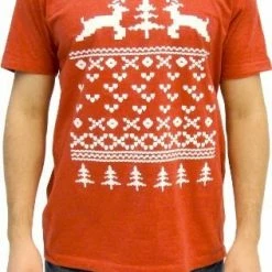 American Classics Two Prancing Reindeer XOXO Tree And Heart 8-Bit Design T-shirt Shirts / Tops