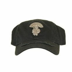 Calhoun SOA Stretch Black Fitted Baseball Cap Hat With Silver Metal