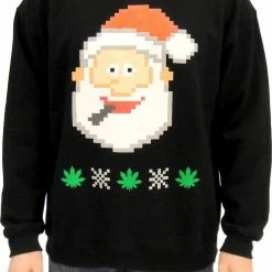 Costume Agent Sweaters & Sweatshirts Santa Claus Smoking Marijuana 8-Bit Sweatshirt