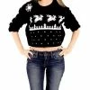 Costume Agent Ugly Christmas Flying Reindeer Women's Crop Sweatshirt 2 Costume Agent Ugly Christmas Flying Reindeer Women's Crop Sweatshirt