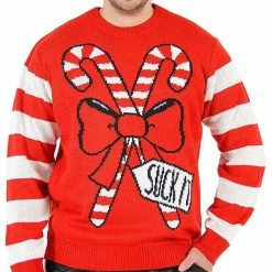 Costume Agent Suck It Candy Cane Ugly Christmas Sweater Sweaters & Sweatshirts