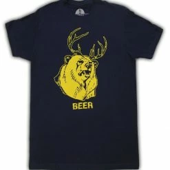 Suburban Riot Beer Bear+Deer Mac Navy Adult T-shirt