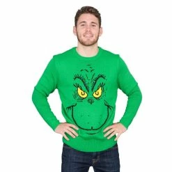 Hybrid Apparel Sweaters & Sweatshirts Big Face Grinch Sweater