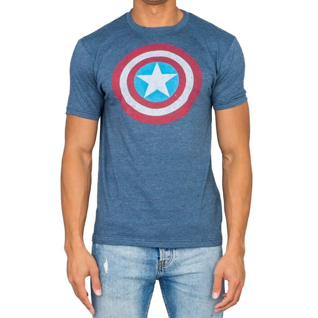 Trevco Captain America Distressed Shield Light T-shirt 3 Trevco Captain America Distressed Shield Light T-shirt