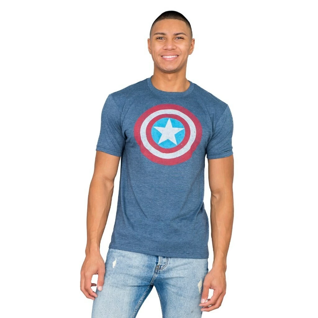 Trevco Captain America Distressed Shield Light T-shirt 4 Trevco Captain America Distressed Shield Light T-shirt