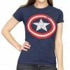 Impact Women's Shirts Captain America Star Distressed Logo Juniors T-shirt 1 Impact Women's Shirts Captain America Star Distressed Logo Juniors T-shirt