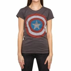 Trevco Captain America Studded Star Juniors T-shirt Shirts / Tops