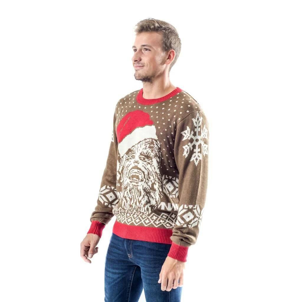 Junk Food Chewbacca Big Face With Santa Hat Ugly Christmas Sweater Sweaters & Sweatshirts 7 Junk Food Chewbacca Big Face With Santa Hat Ugly Christmas Sweater Sweaters & Sweatshirts