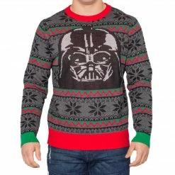Mighty Fine Sweaters & Sweatshirts Darth Vader Mask Ugly Christmas Sweater
