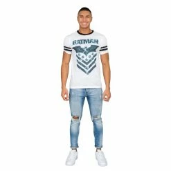 Trevco Batman The Dark Knight Arrow Logo White Mens T-Shirt Shirts / Tops