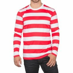 Costume Agent Halloween Costume Waldo Robber Striped Long Sleeve Shirt