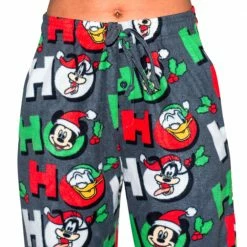 Mad Engine Mickey Mouse Goofy Donald Duck As Santa Ho Ho Ho Christmas Pajama Pants NEW ARRIVALS