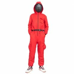 Costume Agent Squid Costume Red Jumpsuit With Mask Belt And Gloves Halloween Cosplay Squid Game