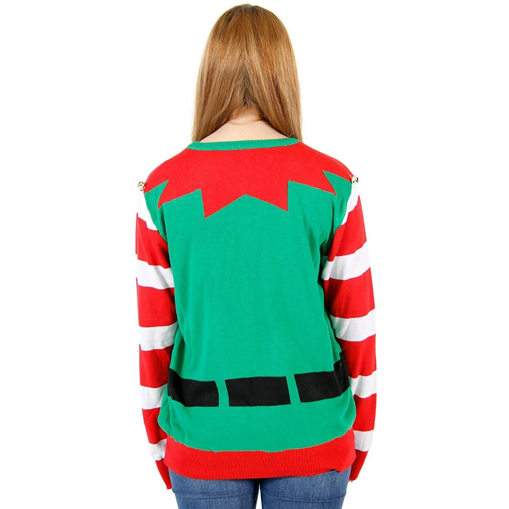 Costume Agent Ugly Christmas Sweater Elf With Bells 5 Costume Agent Ugly Christmas Sweater Elf With Bells