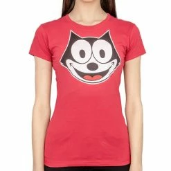 Life Clothing Shirts / Tops Felix The Cat Face Juniors Red T-shirt