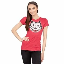 Life Clothing Shirts / Tops Felix The Cat Face Juniors Red T-shirt