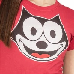 Life Clothing Shirts / Tops Felix The Cat Face Juniors Red T-shirt