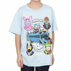 Mad Engine Fortnite Bus Crew Light Blue Youth T-shirt Shirts / Tops
