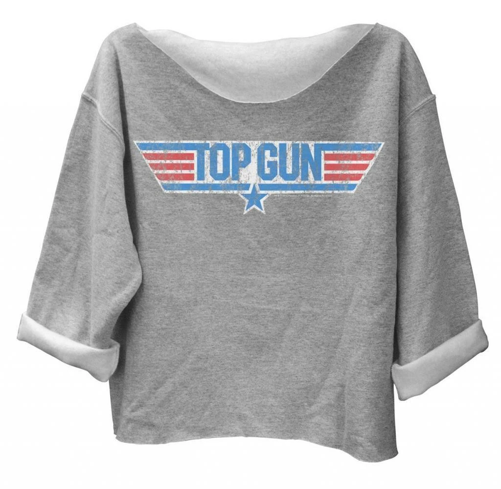 Ripple Junction Top Gun Distressed Logo Off The Shoulder Fleece Sweatshirt 3 Ripple Junction Top Gun Distressed Logo Off The Shoulder Fleece Sweatshirt