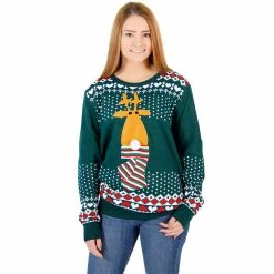 Costume Agent Sweaters & Sweatshirts Ugly Christmas Sweater Flashing Nose Reindeer Sweater 12 Costume Agent Sweaters & Sweatshirts Ugly Christmas Sweater Flashing Nose Reindeer Sweater