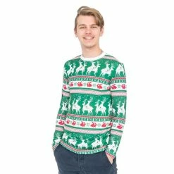 Costume Agent Shirts / Tops Green Reindeer All Over Ugly Christmas T-Shirt