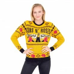 Signorelli Sweaters & Sweatshirts Guns N' Roses Hard Rock Band Text And Logo Ugly Christmas Xmas Sweater