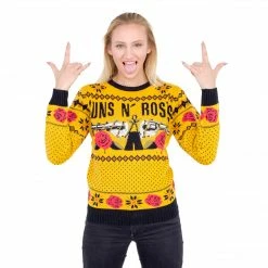 Signorelli Sweaters & Sweatshirts Guns N' Roses Hard Rock Band Text And Logo Ugly Christmas Xmas Sweater
