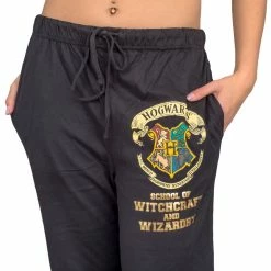 Vendor-unknown Harry Potter Hogwarts Crest Black Lounge Pants MOVIES