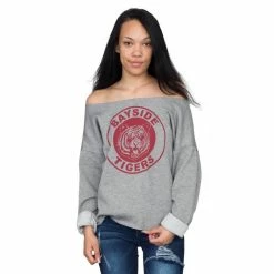 Art Box Sweaters & Sweatshirts Kelly Kapowski Bayside Tigers Off The Shoulder Sweatshirt