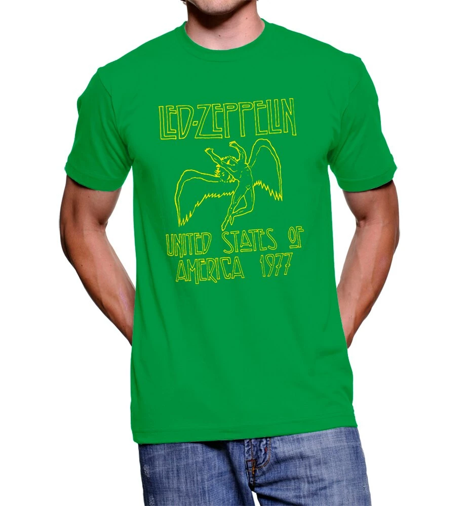 Art Box Led Zeppelin 1977 Tour Green T-shirt Shirts / Tops 3 Art Box Led Zeppelin 1977 Tour Green T-shirt Shirts / Tops
