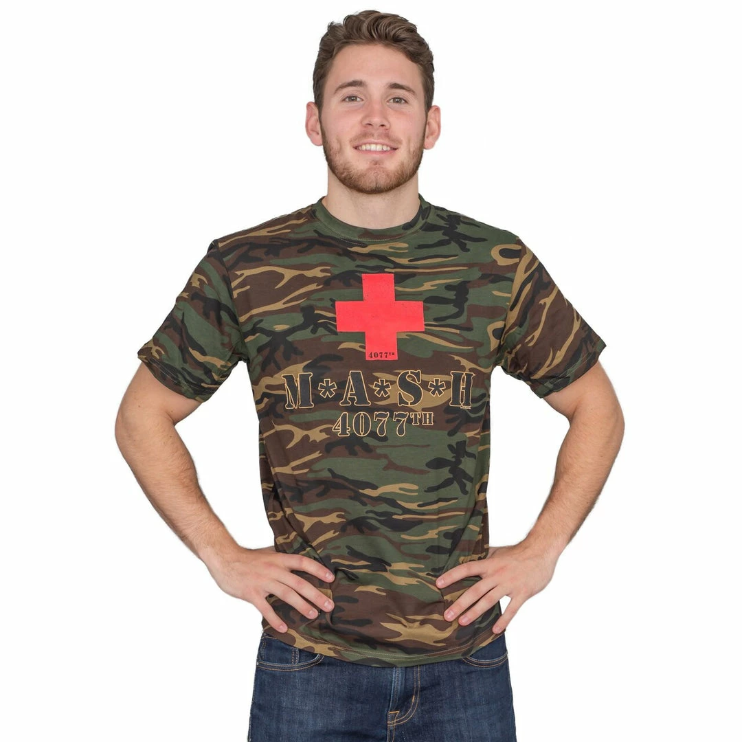 American Classics MASH 4077th Camouflage Red Cross T-Shirt Comedy 3 American Classics MASH 4077th Camouflage Red Cross T-Shirt Comedy