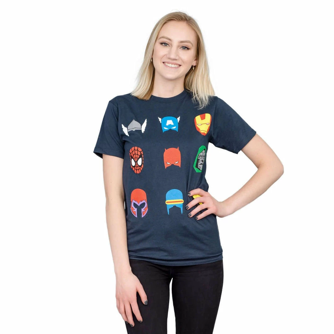 Mighty Fine Marvel Comics Characters Simple Helmets T-Shirt 6 Mighty Fine Marvel Comics Characters Simple Helmets T-Shirt