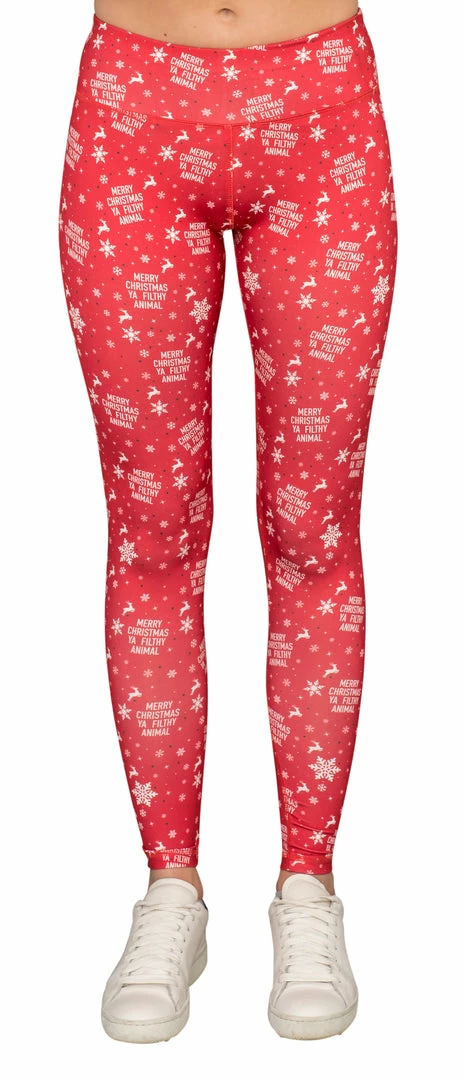 Costume Agent MOVIES Merry Christmas Ya Filthy Animal Women's Red Leggings 4 Costume Agent MOVIES Merry Christmas Ya Filthy Animal Women's Red Leggings
