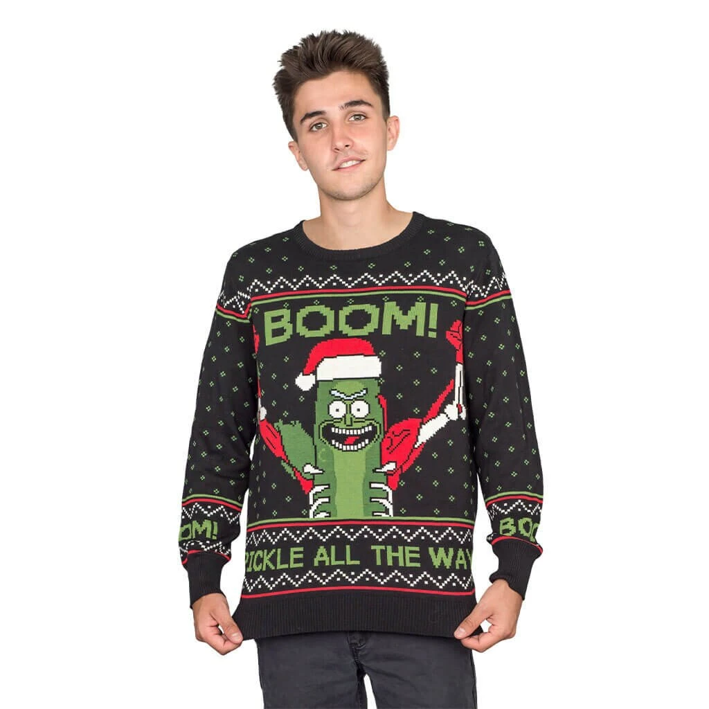 Ripple Junction Rick And Morty Boom! PickleRick Adult Ugly Christmas Sweater Sweaters & Sweatshirts 3 Ripple Junction Rick And Morty Boom! PickleRick Adult Ugly Christmas Sweater Sweaters & Sweatshirts