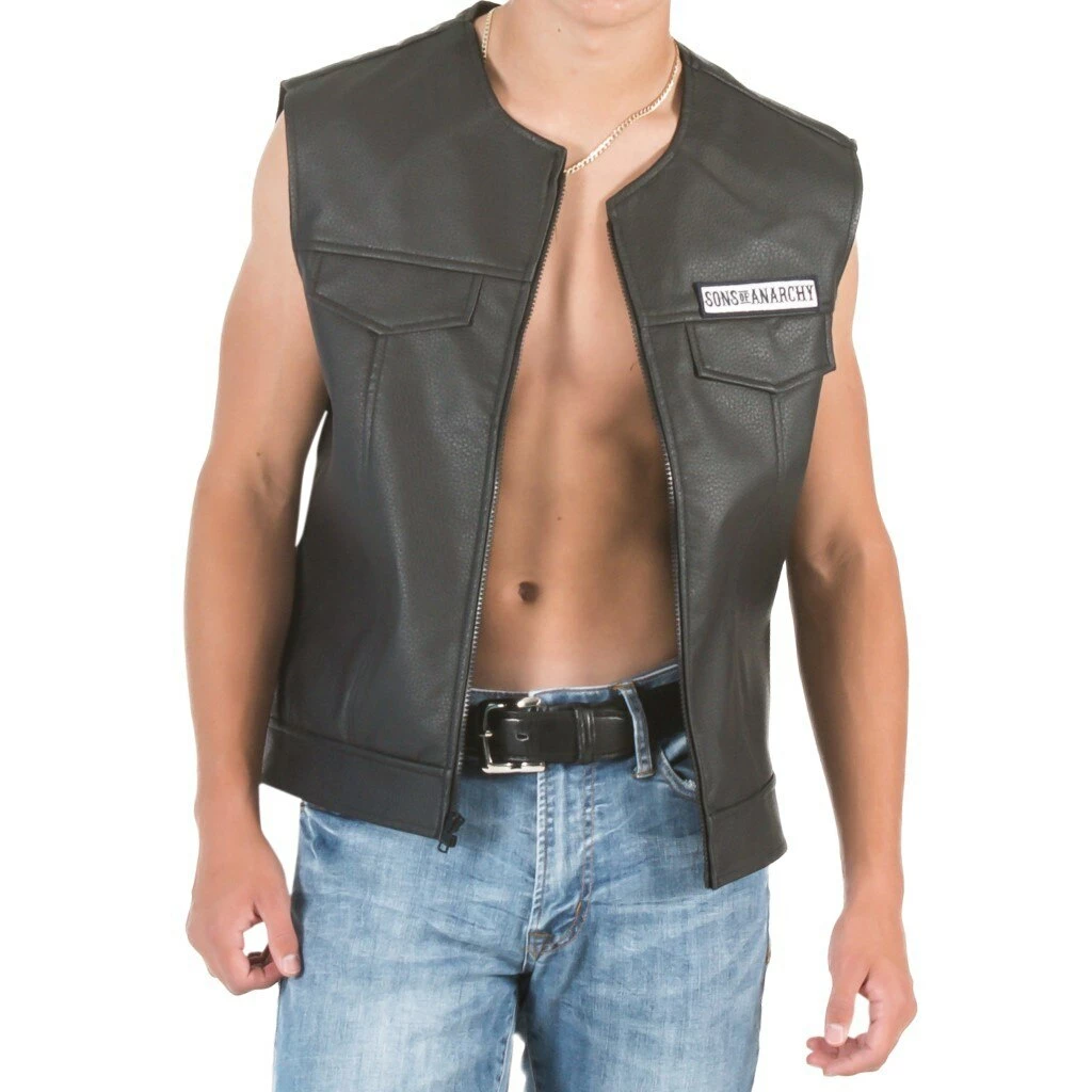 Piston Clothing Sweaters & Sweatshirts SOA Black Leather Highway Biker Vest 4 Piston Clothing Sweaters & Sweatshirts SOA Black Leather Highway Biker Vest
