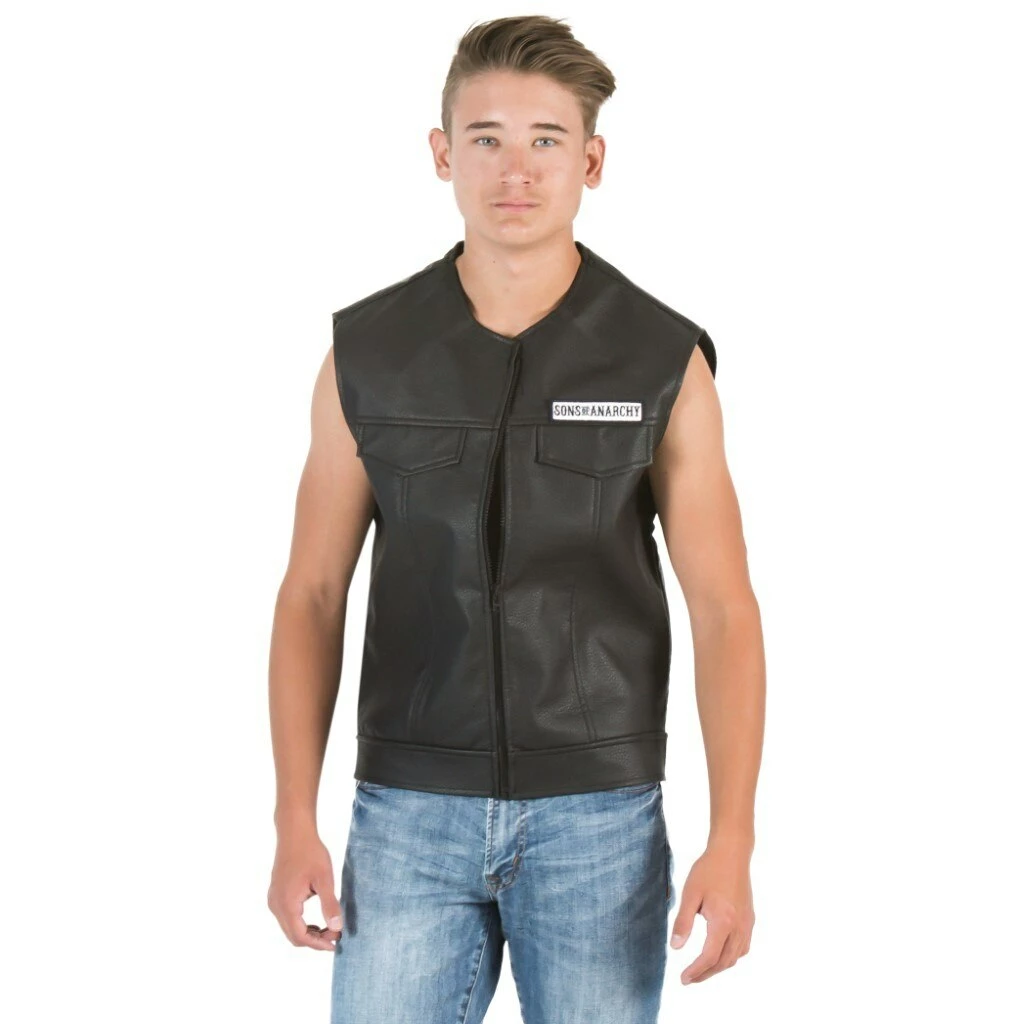 Piston Clothing Sweaters & Sweatshirts SOA Black Leather Highway Biker Vest 5 Piston Clothing Sweaters & Sweatshirts SOA Black Leather Highway Biker Vest