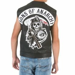 Piston Clothing Sweaters & Sweatshirts SOA Black Leather Highway Biker Vest
