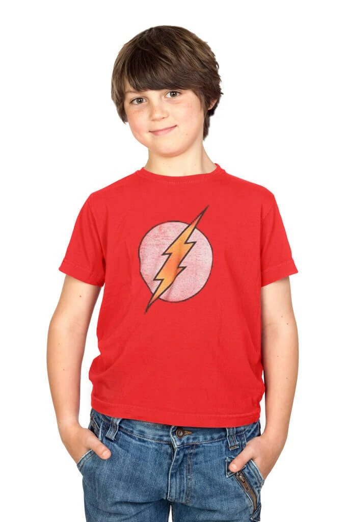 Trevco The Flash Lightning Bolt Faded Logo Youth T-shirt Youth Shirts 3 Trevco The Flash Lightning Bolt Faded Logo Youth T-shirt Youth Shirts