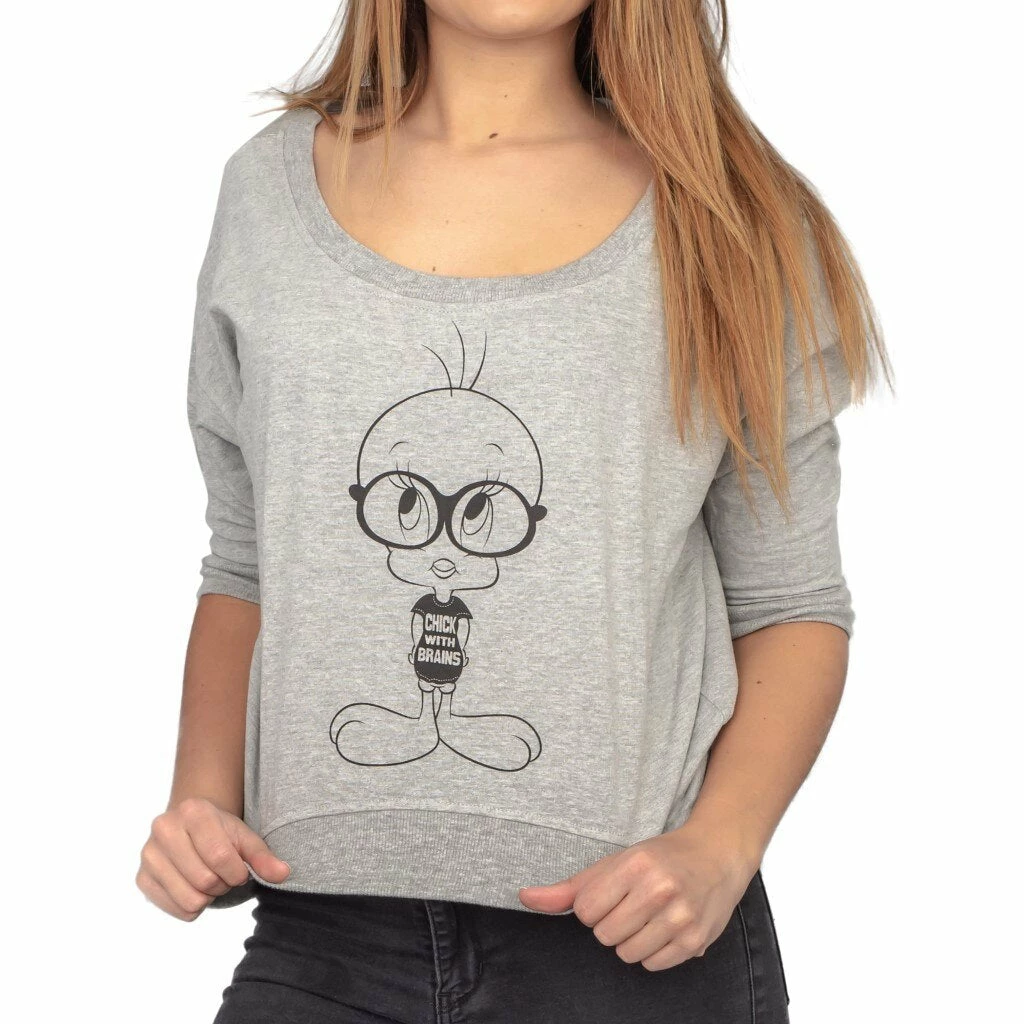 Fifth Sun Tweety Bird Chick With Brains Cropped Sweatshirt 3 Fifth Sun Tweety Bird Chick With Brains Cropped Sweatshirt