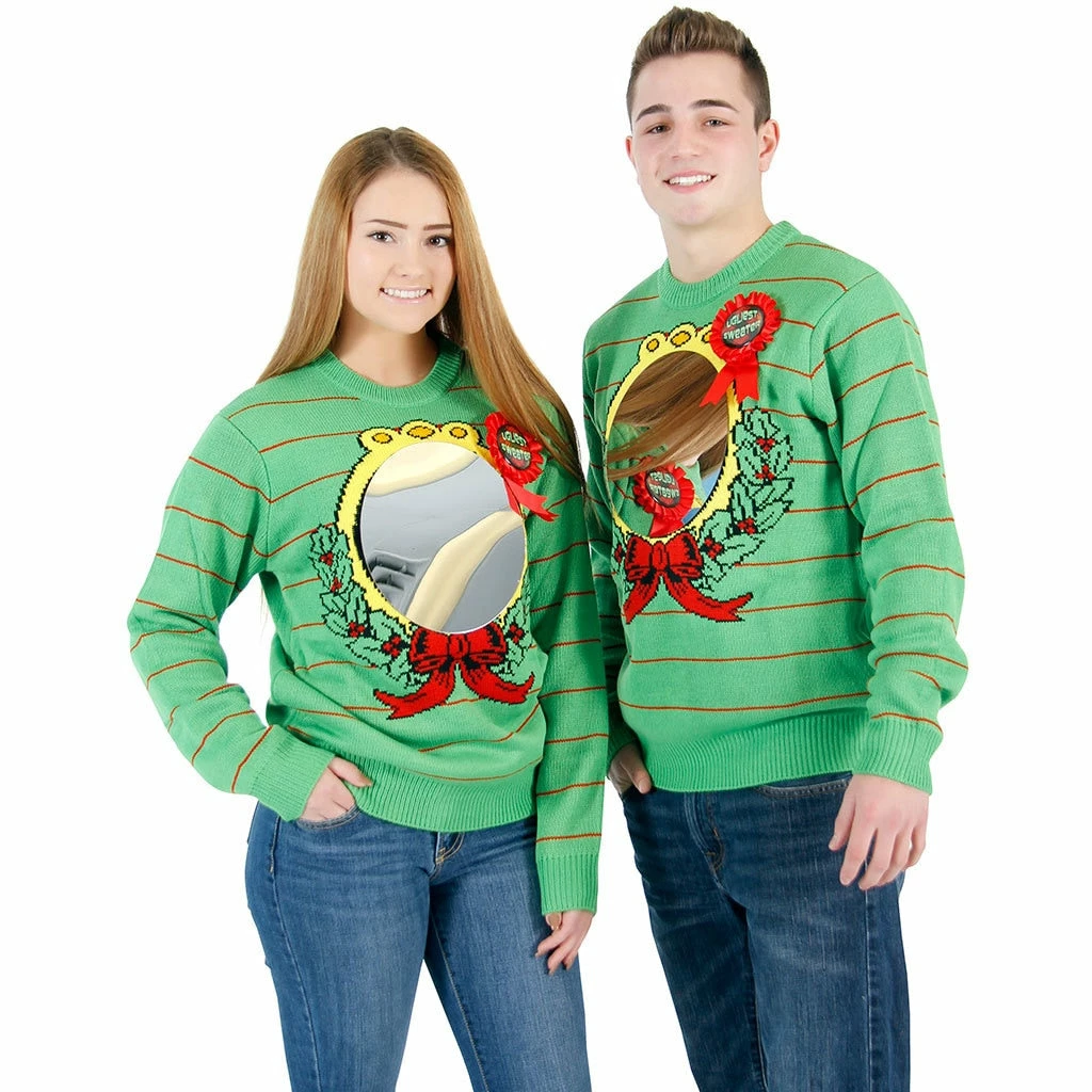 Costume Agent Sweaters & Sweatshirts Mirror Ugliest Sweater Award Ugly Christmas Xmas Sweater 4 Costume Agent Sweaters & Sweatshirts Mirror Ugliest Sweater Award Ugly Christmas Xmas Sweater