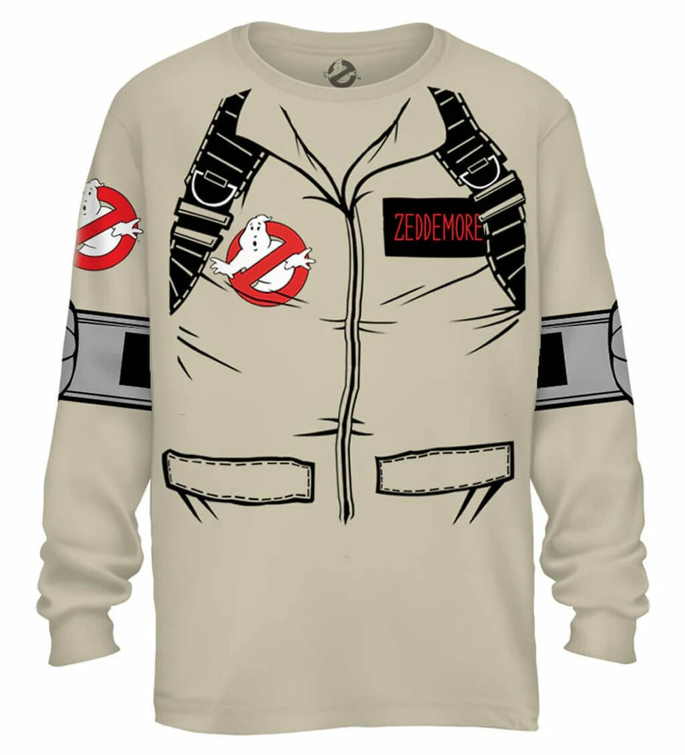 Mad Engine Men's Shirts Zeddemore Long Sleeve Costume T-Shirt With Back Print 3 Mad Engine Men's Shirts Zeddemore Long Sleeve Costume T-Shirt With Back Print