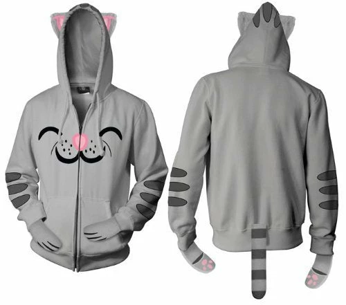 Ripple Junction Soft Kitty Gray Mens Hooded Sweatshirt Hoodie With Ears Hoodies 3 Ripple Junction Soft Kitty Gray Mens Hooded Sweatshirt Hoodie With Ears Hoodies