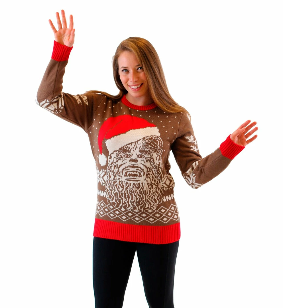 Junk Food Chewbacca Big Face With Santa Hat Ugly Christmas Sweater Sweaters & Sweatshirts 6 Junk Food Chewbacca Big Face With Santa Hat Ugly Christmas Sweater Sweaters & Sweatshirts