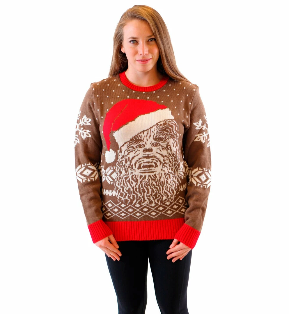 Junk Food Chewbacca Big Face With Santa Hat Ugly Christmas Sweater Sweaters & Sweatshirts 4 Junk Food Chewbacca Big Face With Santa Hat Ugly Christmas Sweater Sweaters & Sweatshirts