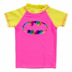 Ingear Fashions Batman Batgirl Spectrum Bat Short Sleeve Girls Rash Guard Swimsuits / Shorts