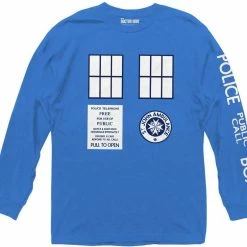 Ripple Junction Doctor Who Police Call Box Tardis Long Sleeve Crew T-Shirt Shirts / Tops