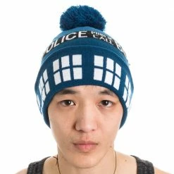 Bioworld Police Box Public Call Tardis Pom Beanie Beanies